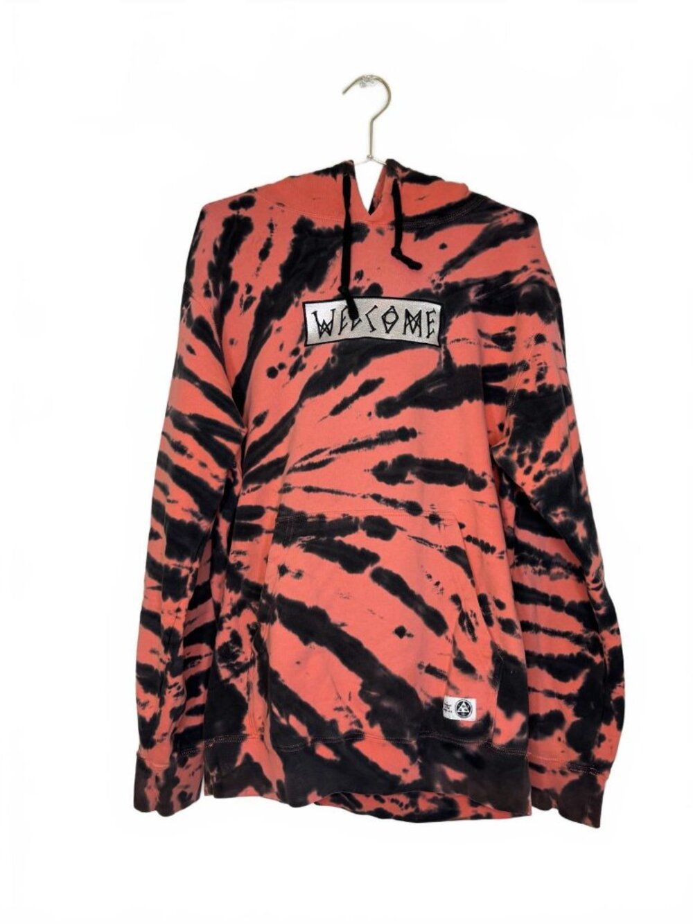 Welcome Skateboards Sweatshirt Orange Small Tie Dye Hoodie EUC